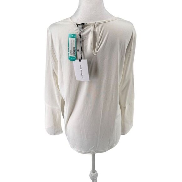 NWT 41 Hawthorn White Wrap Front Blouse With Keyhole Back Women's Size M Summer - Picture 4 of 13